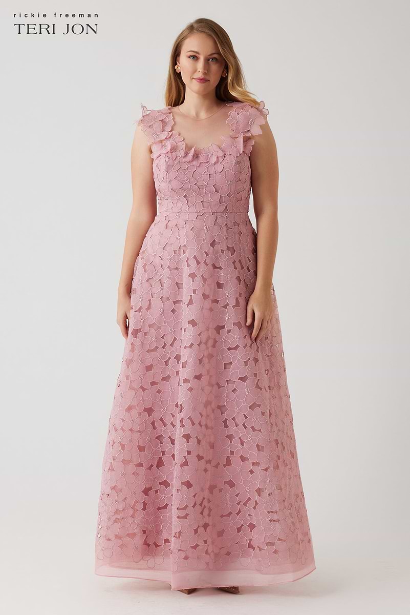 Organza Floral Re-Embroidered Gown Terijon.com Organza Floral Re-Embroidered Gown Terijon.com