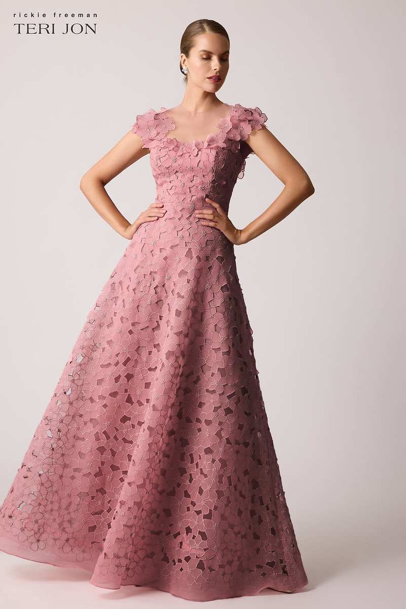 Organza Floral Re-Embroidered Gown – Terijon.com