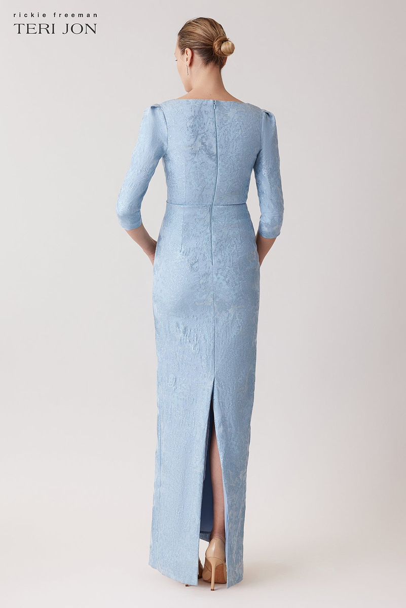 teri jon blue dress 247079 while the side bow accent introduces a modern Teri Jon 259082