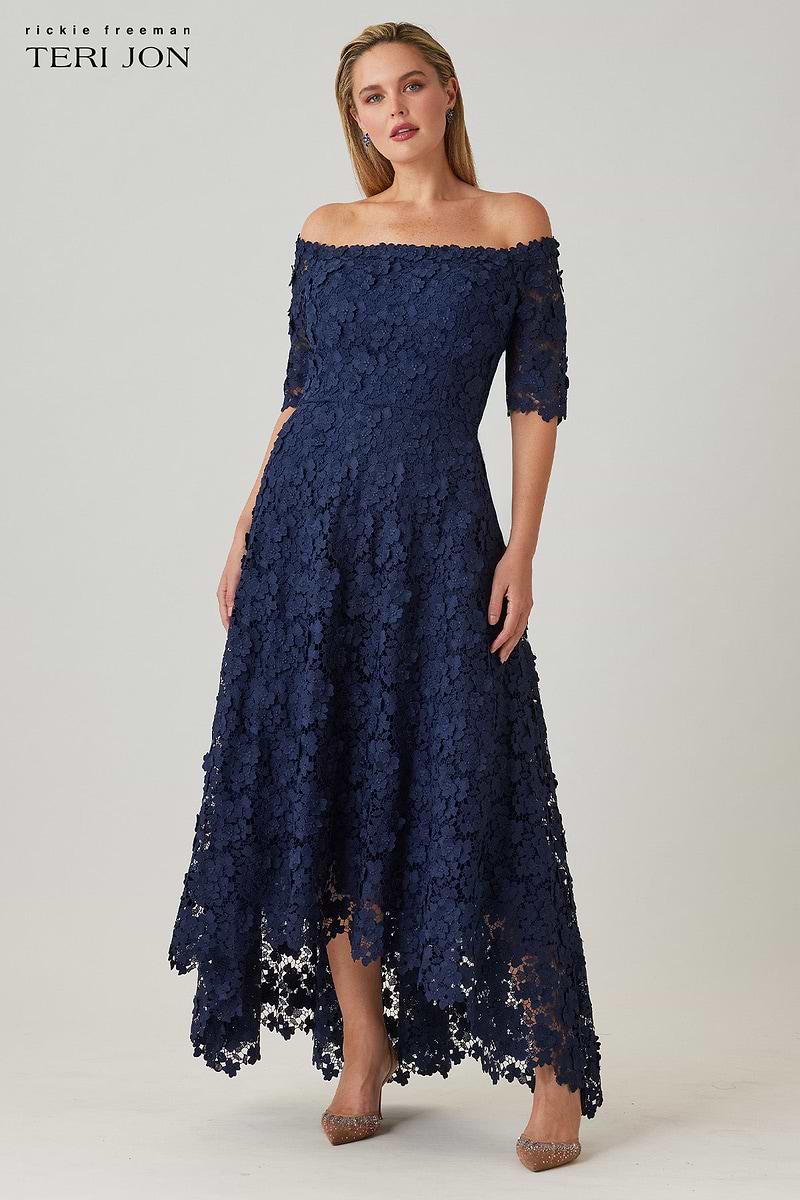 Teri Jon Lace Off The Shoulder High Low Dress Size 20 Teri Jon Lace Off The Shoulder High Low Dress Size 20