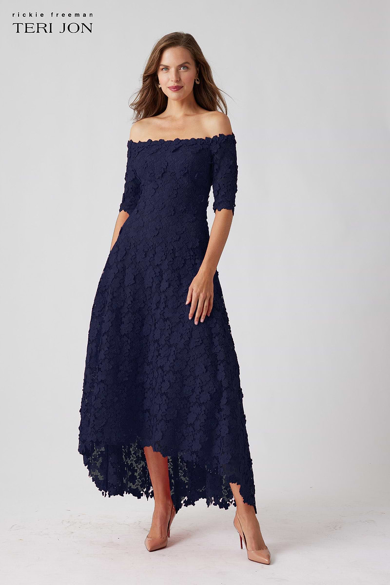 Lace Off The Shoulder High Low Dress – Terijon.com