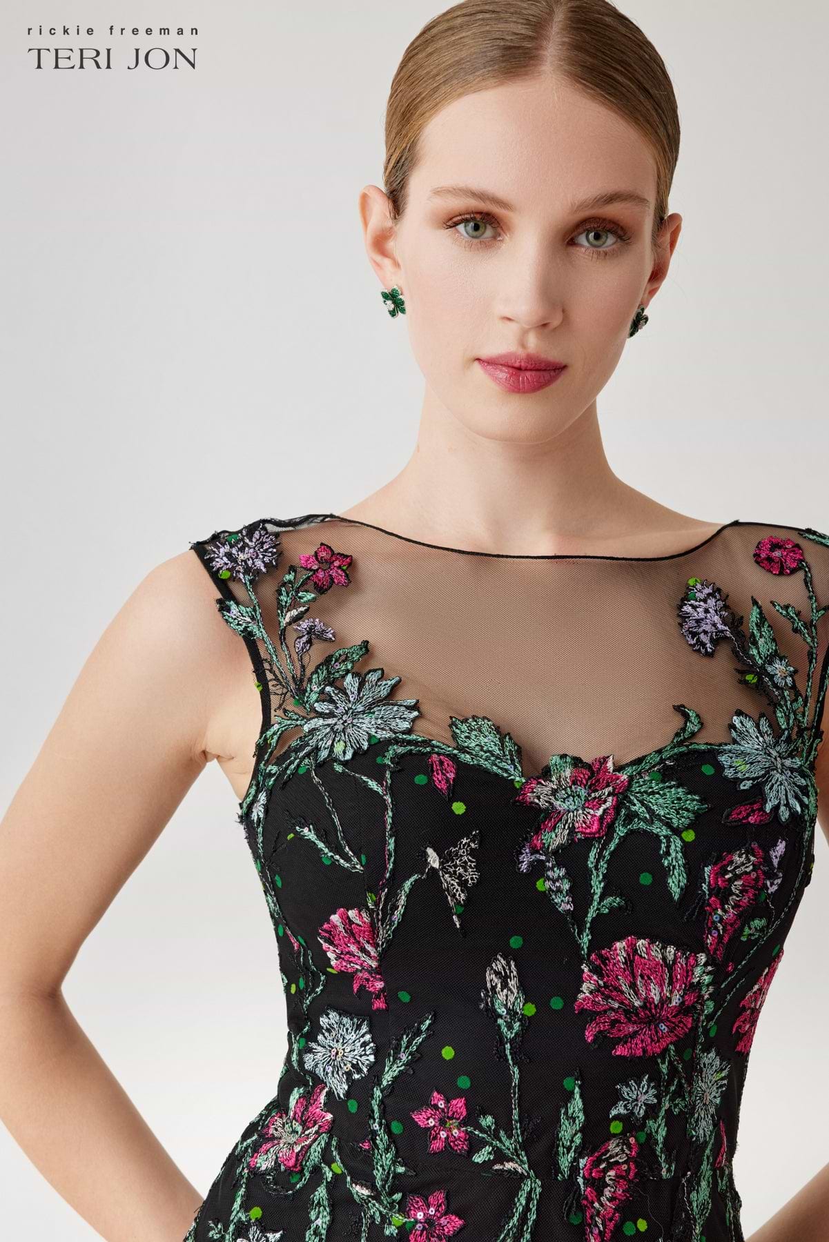 Embroidered Tulle Cap Sleeve Fit And Flare Gown Terijon.com Embroidered Tulle Cap Sleeve Fit And Flare Gown Terijon.com