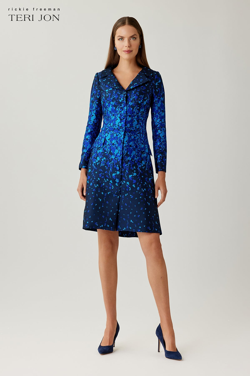 Mikado Abstract Print Coat Dress – Terijon.com