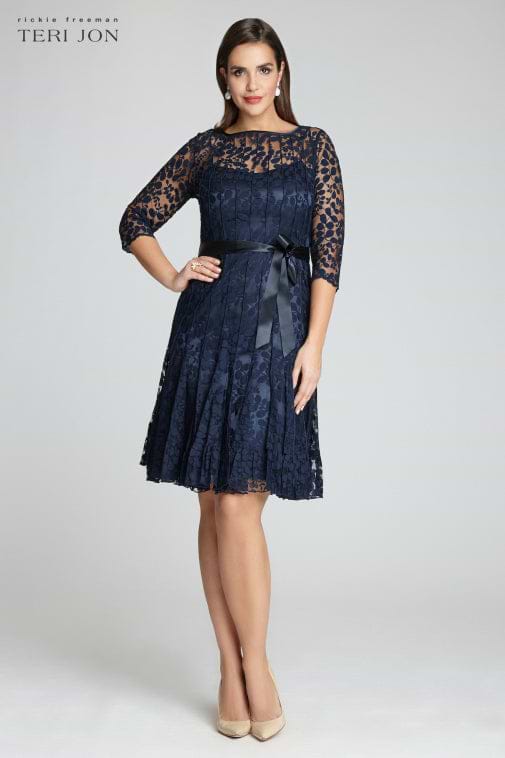 3/4 Sleeve Lace Fit And Flare with Bow