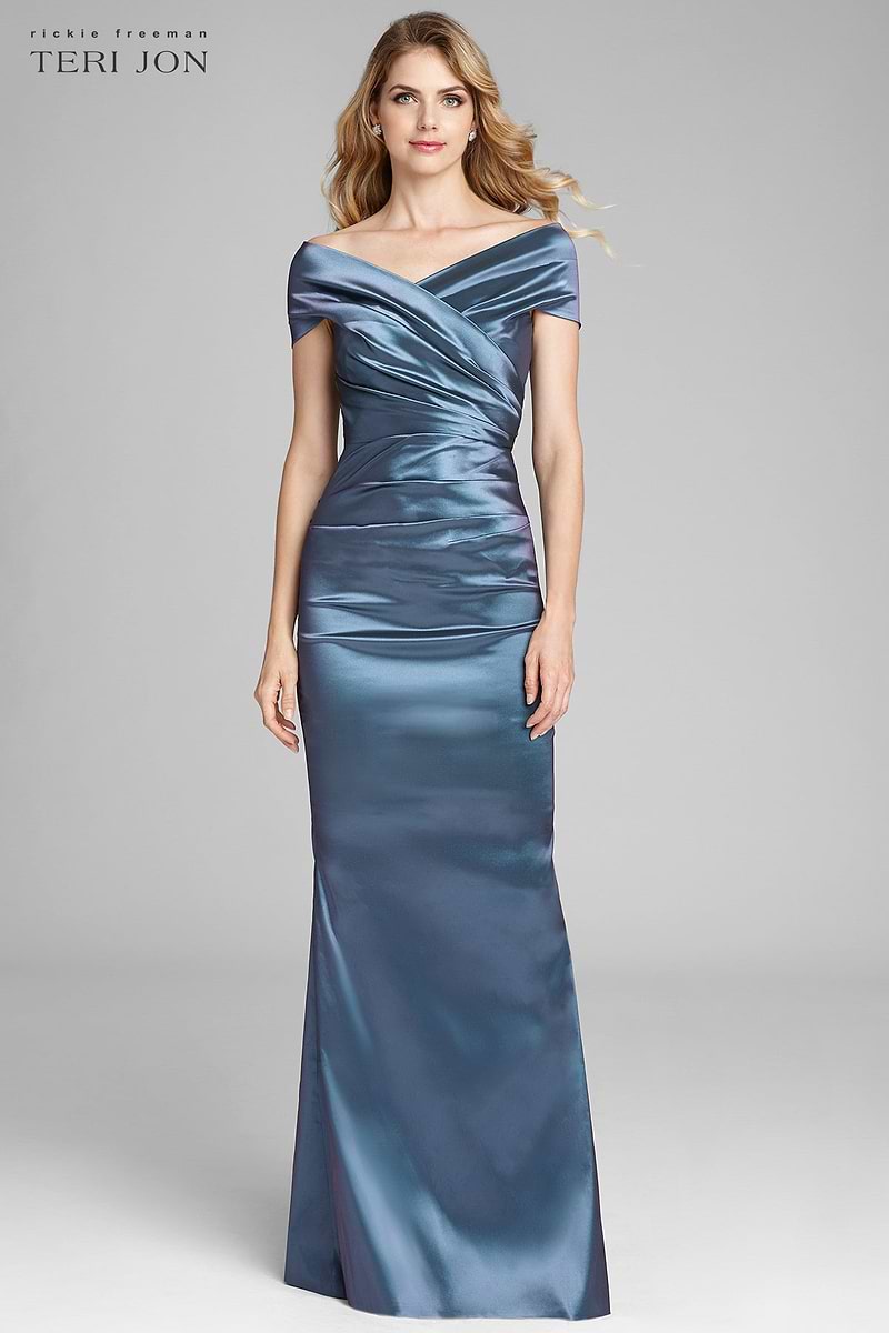 teri jon formal dresses Off The Shoulder Stretch Portrait Gown