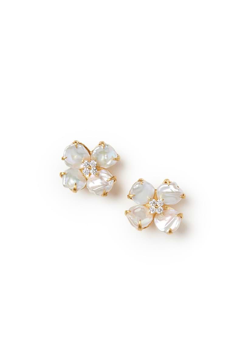 4 petal white keishi pearl flower earrings – Terijon.com