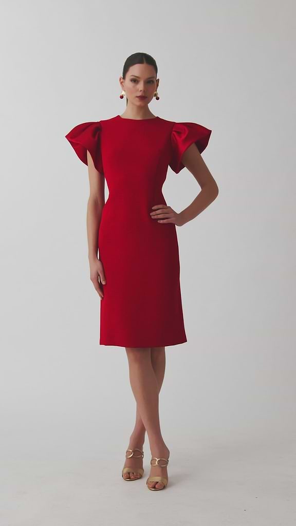 sheath dresses for women Size 2-12 XS Small Medium Large Formal Long Sleeve Midi 96% cotton Luxe Wool Sheath Dress -