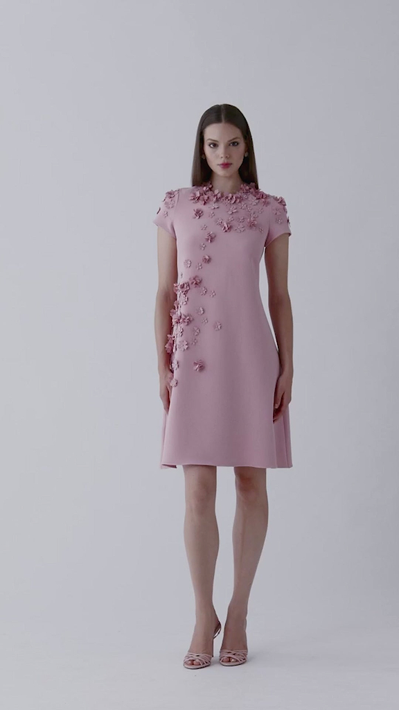 Crepe 3D Flower Cap Sleeve A Line Dress – Terijon.com