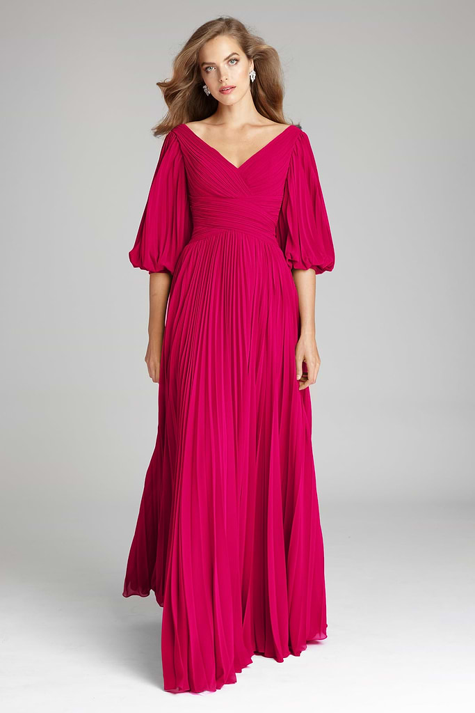 chiffon dress with puff sleeves Off-Shoulder Long Puff Sleeve Chiffon Wedding Dress