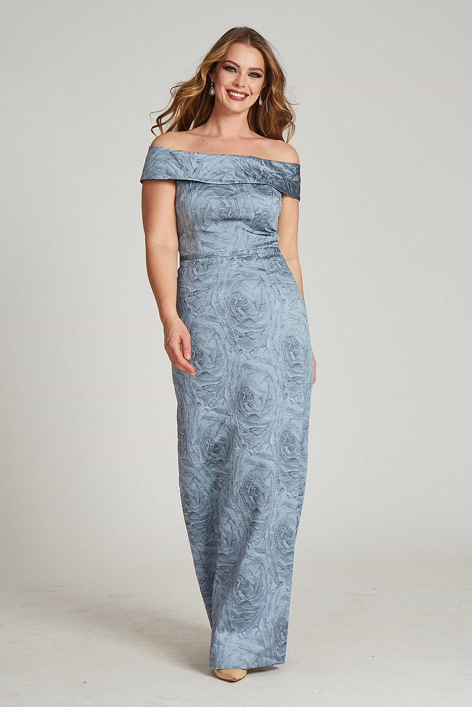 Off The Shoulder Jacquard Gown – - Main Image