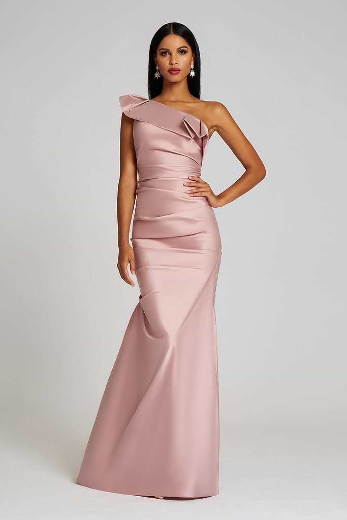 One Shoulder Pleat Draped Stretch Taffeta Gown Terijon.com One Shoulder Pleat Draped Stretch Taffeta Gown Terijon.com