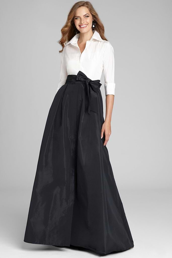 Teri Jon By Rickie Freeman Women's Taffeta Shirt Gown - Multi - Size 16 - Black White Teri Jon By Rickie Freeman Women's Taffeta Shirt Gown - Multi - Size 16 - Black White