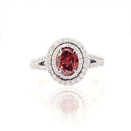 LEIBISH 0,80 Karat Fancy Red Double Halo Diamantring