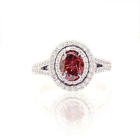 LEIBISH red diamond ring with an 0.80 carat oval diamond