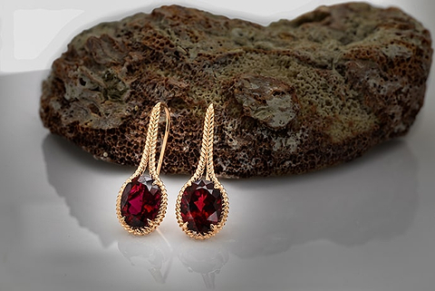 LEIBISH Rose Gold Oval Rubellite Drop Earrings (6.54Ct TW)
