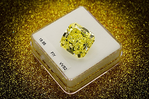 LEIBISH 19.65 carat, Fancy Intense Yellow Diamond, Radiant Shape, VVS2 Clarity, GIA