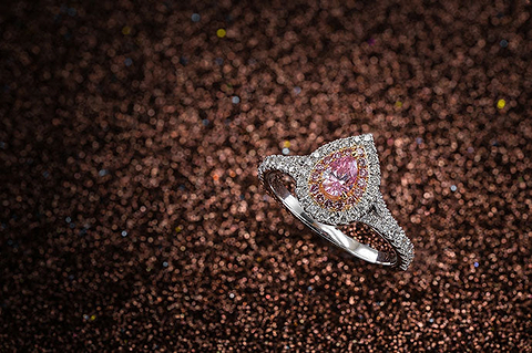 LEIBISH Fancy Intense Purplish Pink Pear Halo Diamond Ring