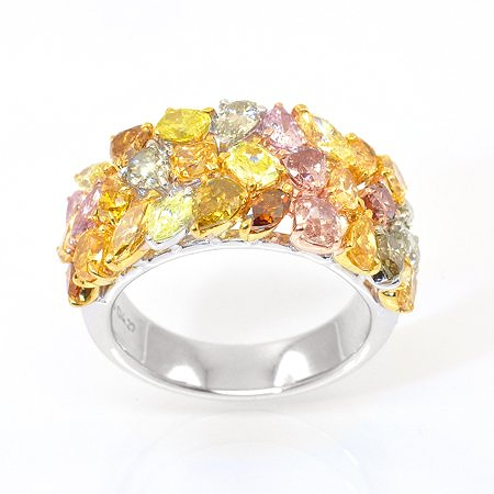 LEIBISH A Fancy Color Collage Designer Diamond Ring with 4.53Ct TW - Meaning, all the stones together equal 4.53 carats
