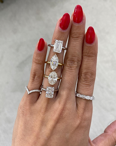 3-carat diamond rings in different shapes