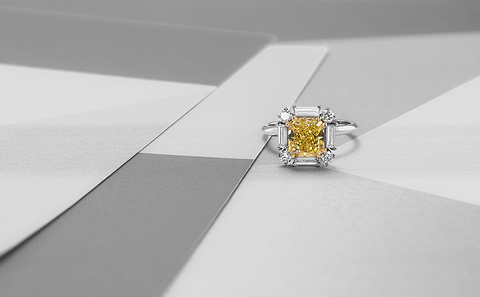 LEIBISH 3-carat Fancy Yellow Cushion Halo Diamond Ring