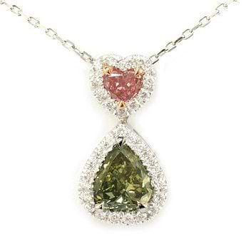A 1.26ct, Pink and Green Diamond Pendant