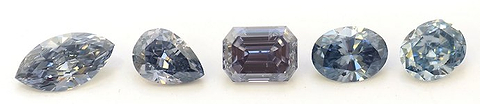 A collection of Blue Diamonds from the LEIBISH inventory. Oval, Pear, Cushion, and Emerald cut diamonds.