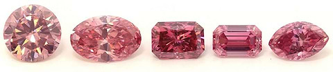 A collection of Argyle Pink Diamonds from the LEIBISH inventory. Princess, Radiant, and Asscher cut diamonds.