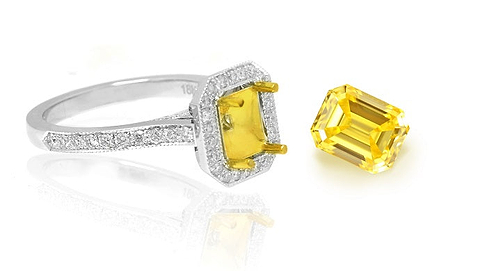 A loose diamond and its setting