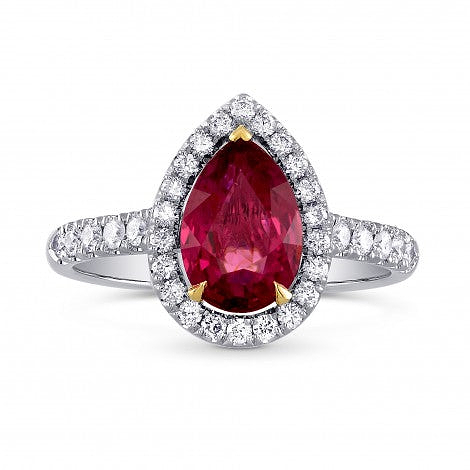 LEIBISH 2,49 Karat TW Birnenförmiger Halo-Ring mit Rubin und Diamant