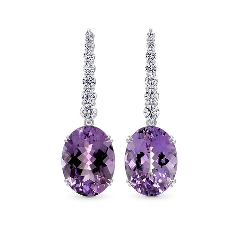 LEIBISH Ovale Tropfenohrringe mit Amethyst und Diamant (17,87 Karat TW)