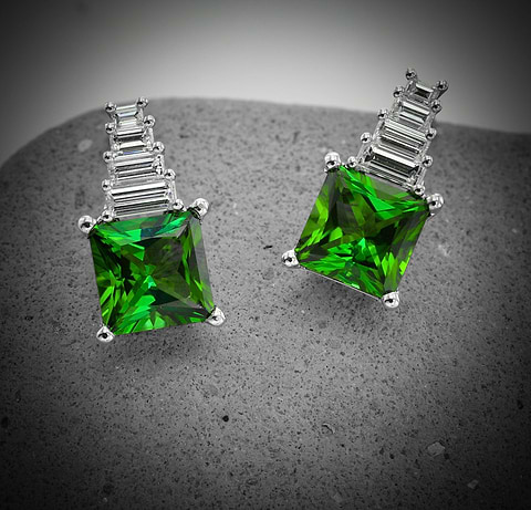 LEIBISH Green Tourmaline and Diamond Drop Earrings