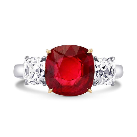 LEIBISH Mozambique No Heat Pigeon Blood Ruby Three-stone Ring