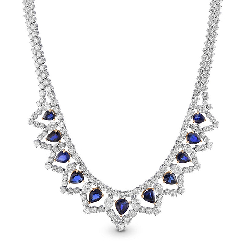 LEIBISH Couture-Halskette mit birnenförmigem Saphir und Diamant (46,15 Karat TW)