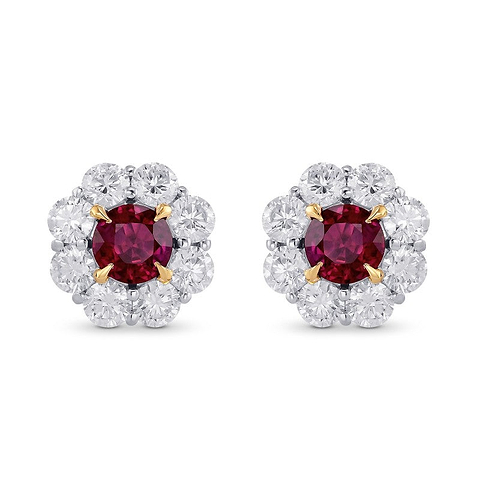 LEIBISH – Florale Halo-Ohrringe mit Rubin und Diamant in Taubenblutrot (2,72 Karat TW)