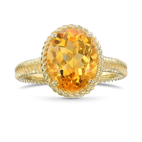 LEIBISH Ovaler orangefarbener Citrin-Solitärring (3,41 Karat)