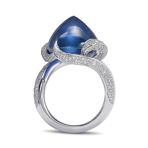 LEIBISH Couture-Ring mit königsblauem Cabochon aus Burma-Saphir und Diamant