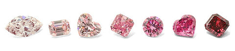 The different color intensities of natural pink diamonds