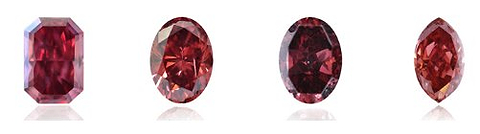 Fancy red diamonds in different hues of red color