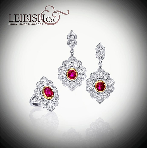 LEIBISH Natural Pigeon Blood Ruby Earrings
