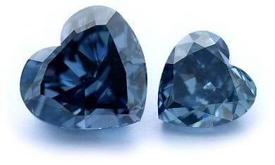 LEIBISH Two beautiful heart shaped fancy blue diamonds