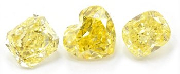 Yellow Diamonds in different shapes