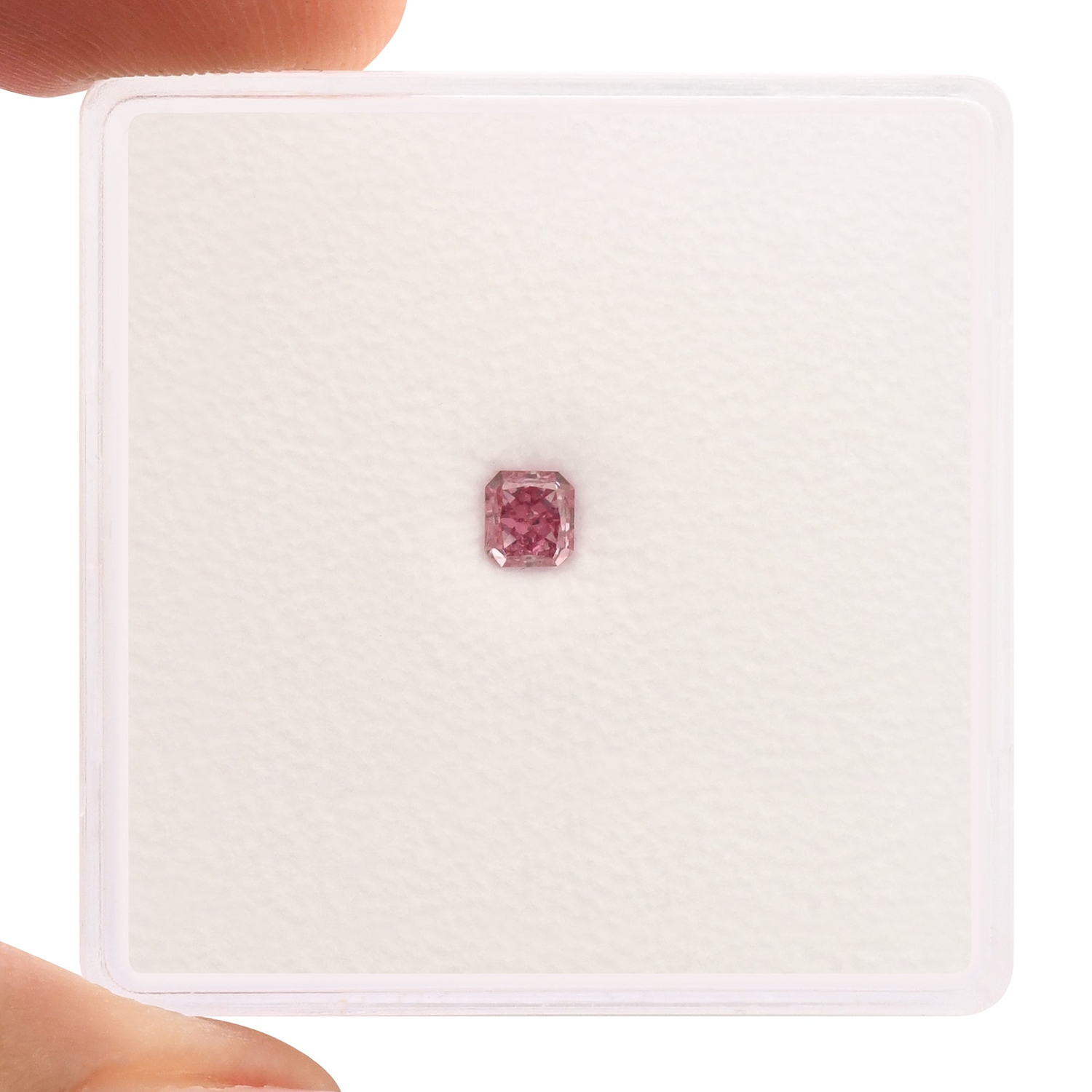 0.16 Carat Fancy Vivid Purplish Pink Radiant Diamond VS2 GIA