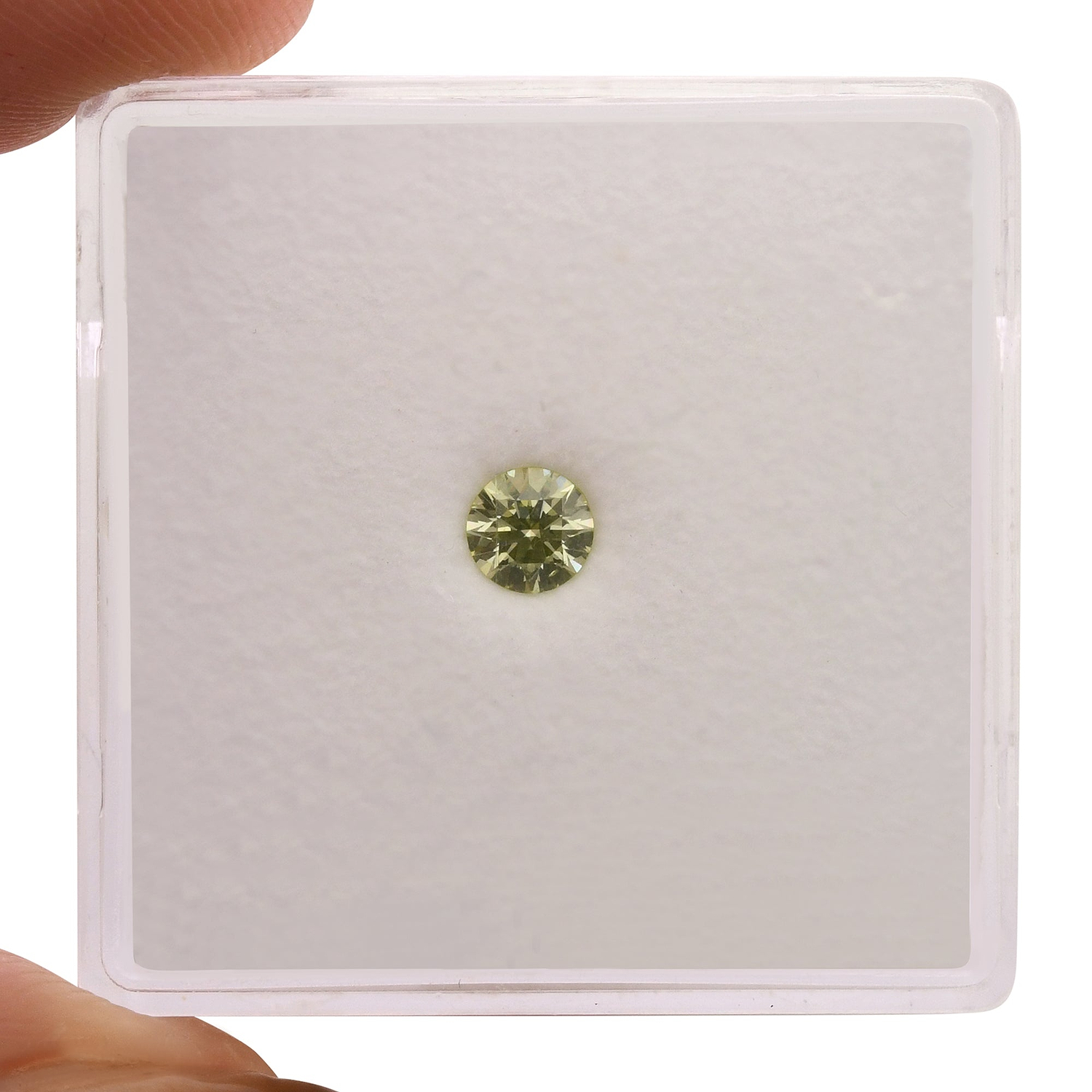 0.19 Carat Fancy Yellow Green Round Diamond (SI1) GIA