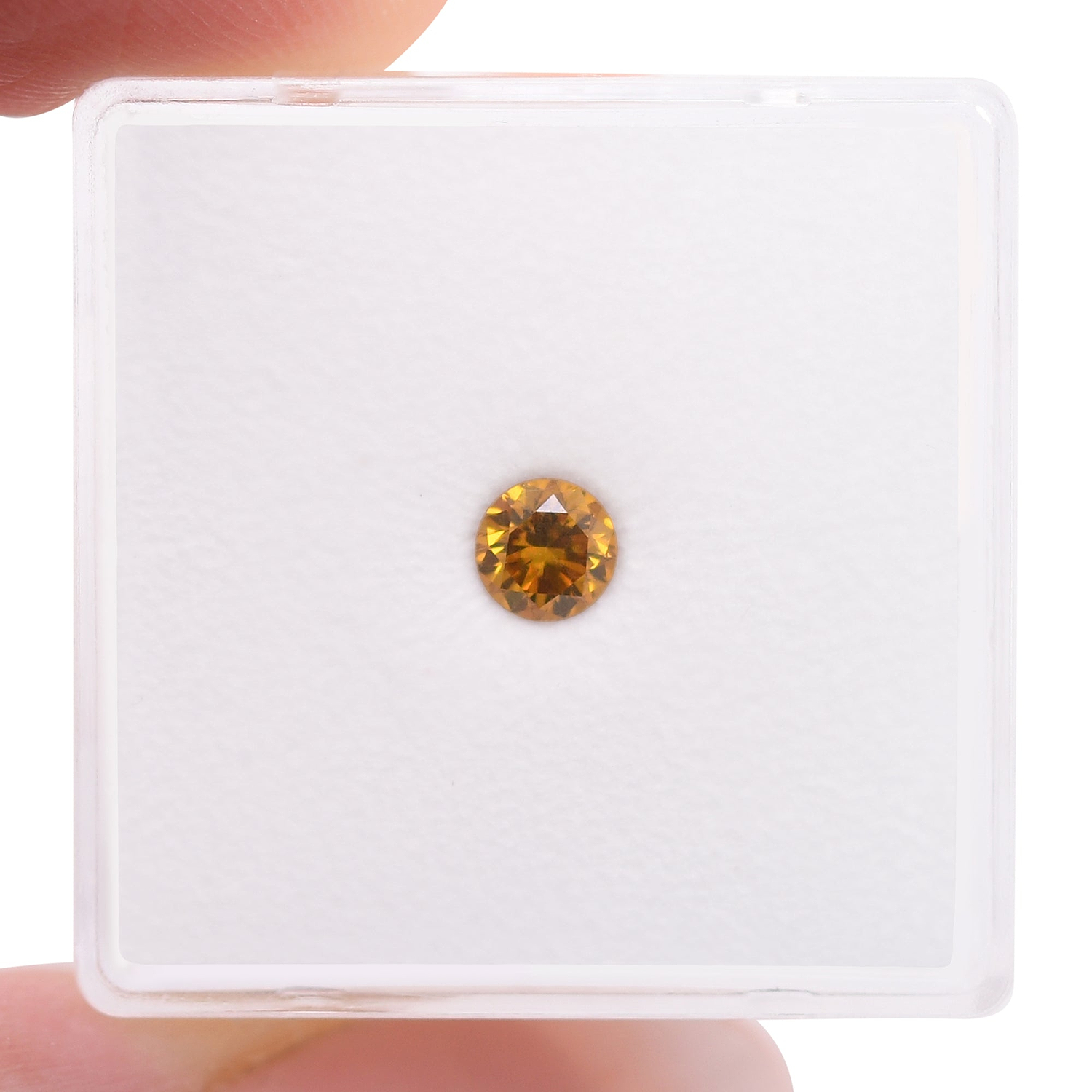 0.31 Carat Fancy Deep Yellow Orange Round Diamond SI1 GIA