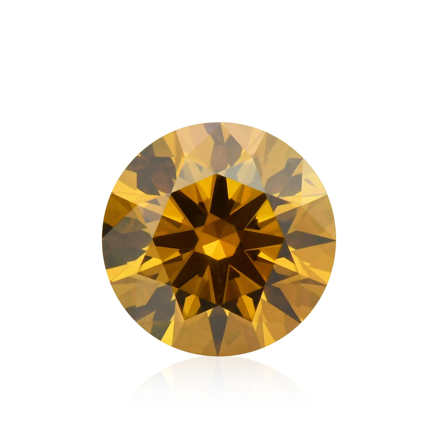 0.39 Carat Fancy Deep Brownish Yellowish Orange Round Diamond SI2 GIA