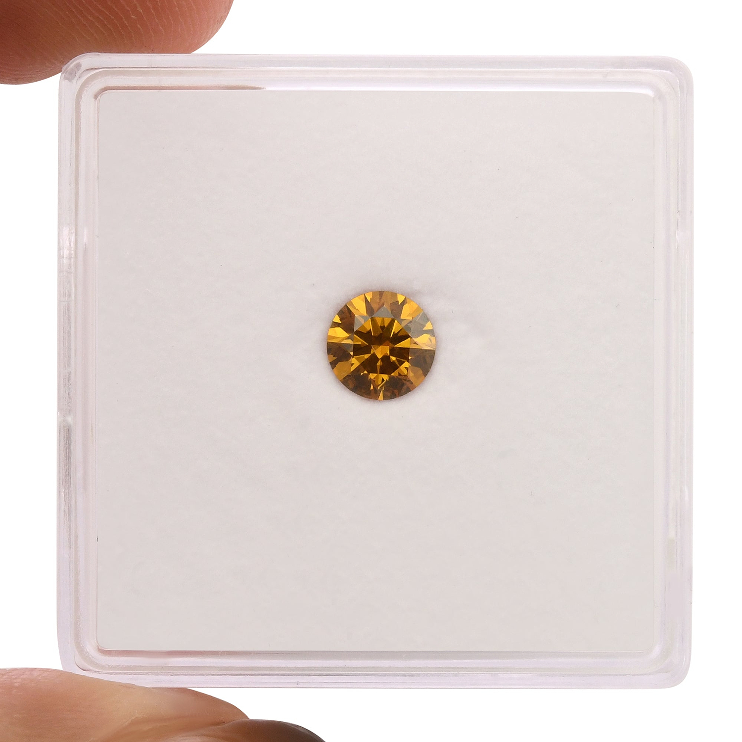 0.39 Carat Fancy Deep Brownish Yellowish Orange Round Diamond SI2 GIA