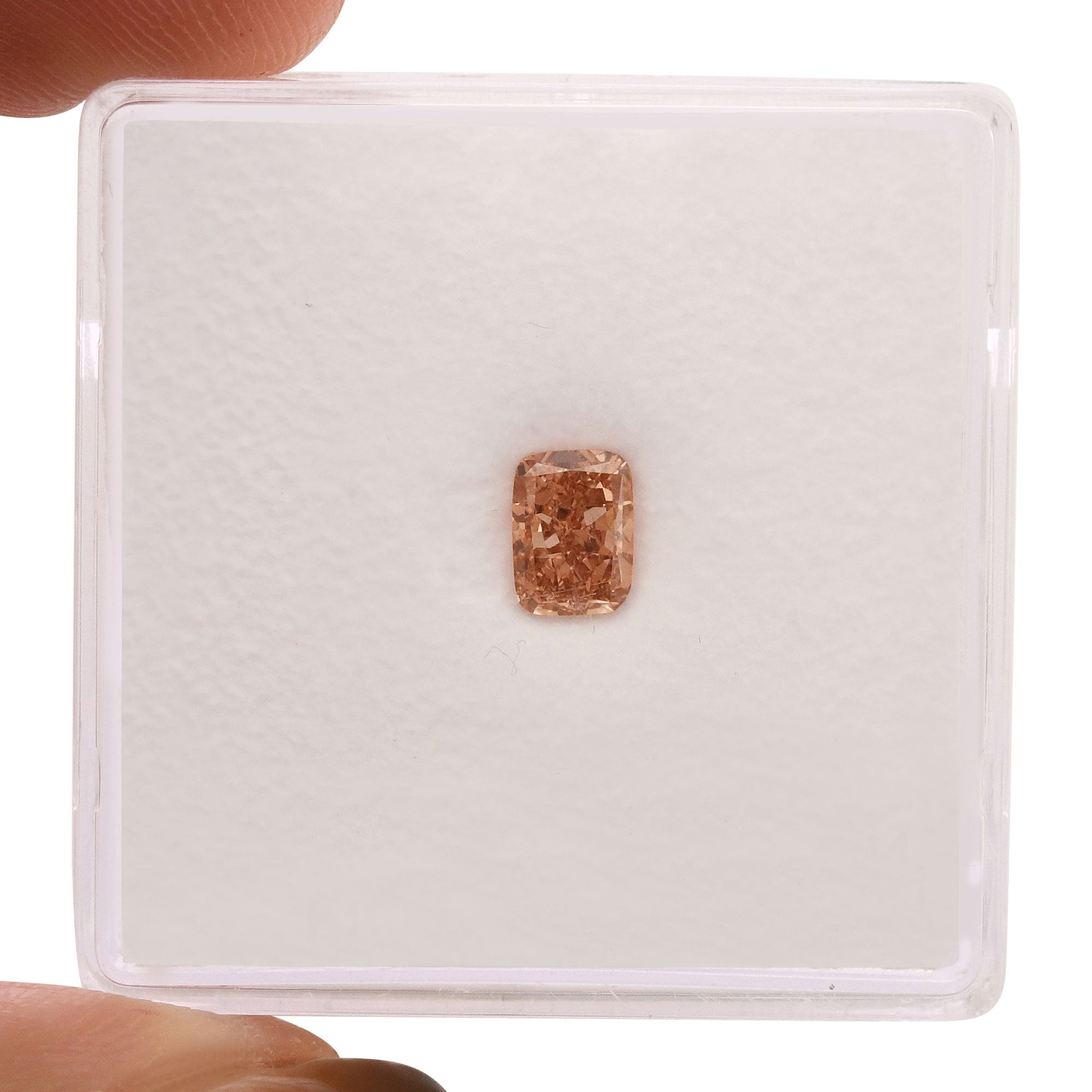 0.48 Carat Fancy Intense Orangy Pink Cushion Diamond SI1 GIA