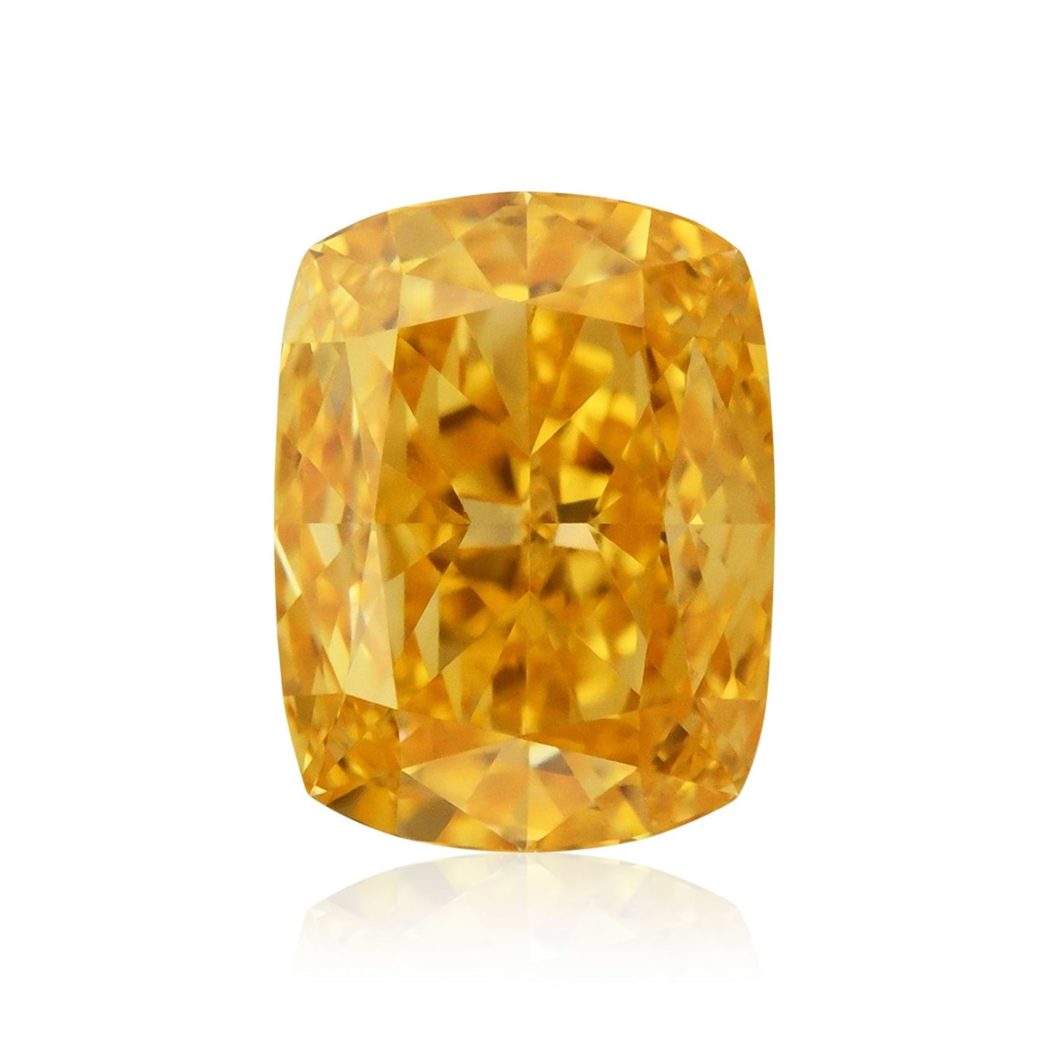 0.51 Carat Fancy Intense Orange Yellow Cushion Diamond VS2 GIA