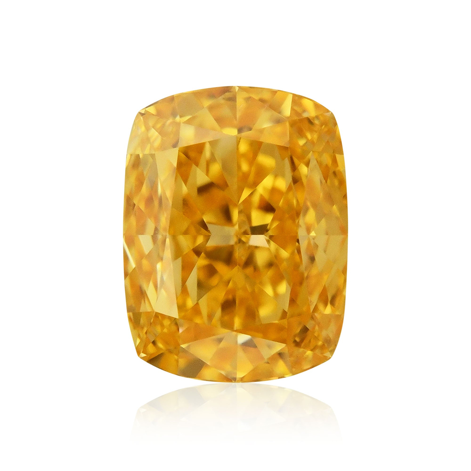 0.51 Carat Fancy Intense Orange Yellow Cushion Diamond VS2 GIA