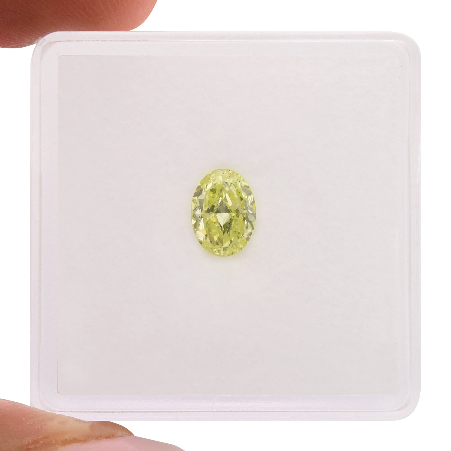 0.52 Carat Fancy Yellow Green Oval Diamond SI1 GIA